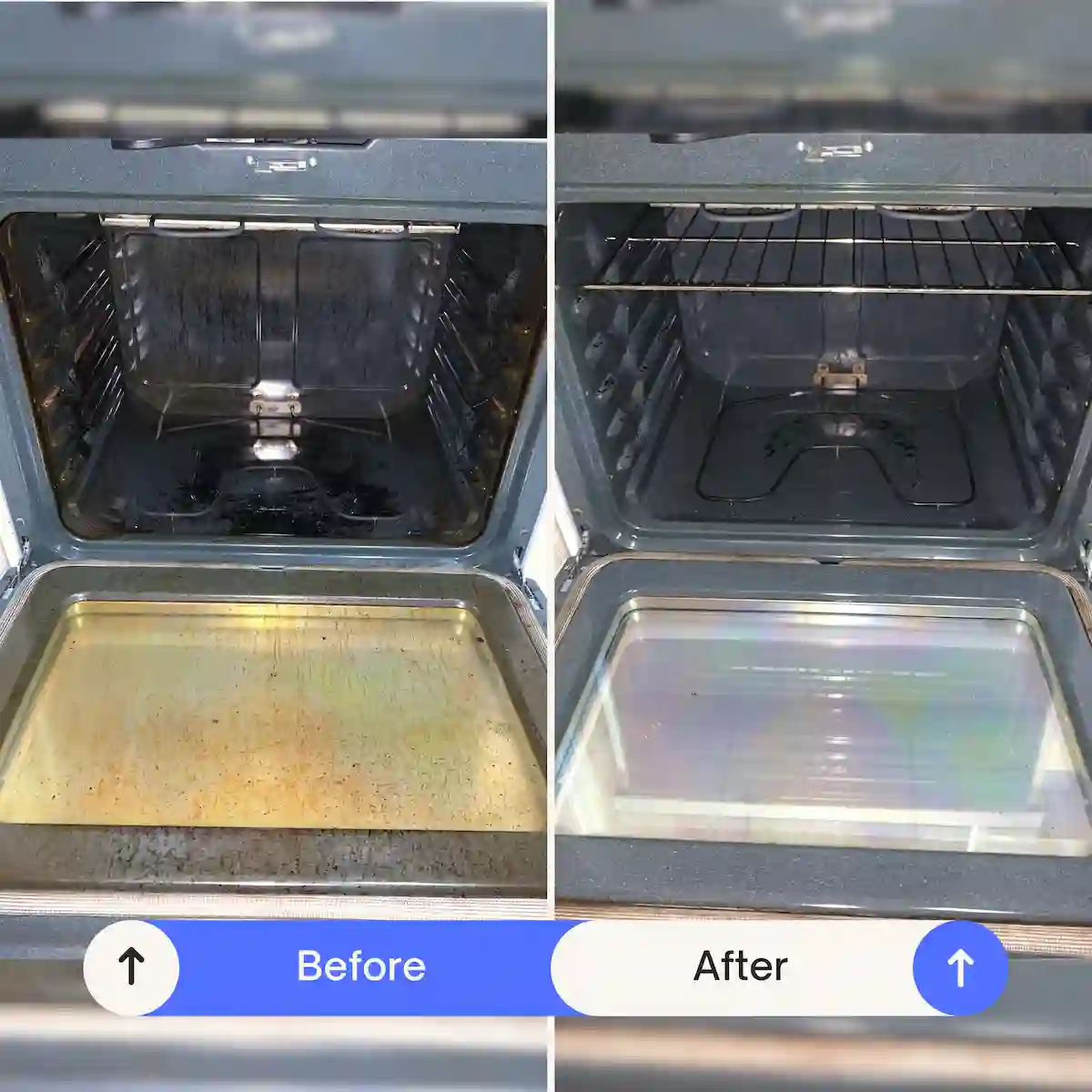 Before & After Oven deep cleaning results